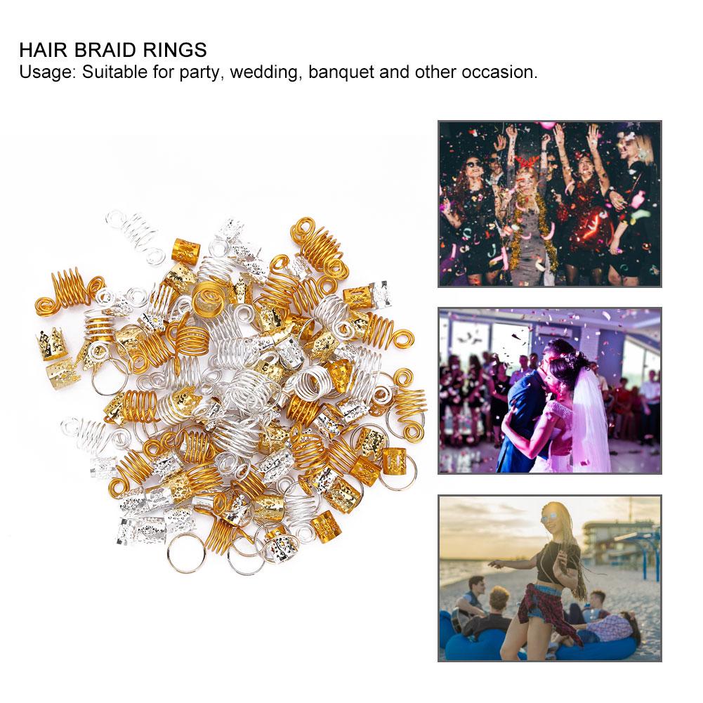 160pcs Hair Braid Rings Dreadlocks Ring Hollow Fashion Hair Decoration Accessories