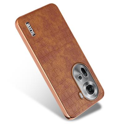 Pro Oppo Reno11 5G (Globální) Pouzdro PU+TPU Kryt na telefon Galvanické pokovování Krokodýlí textura