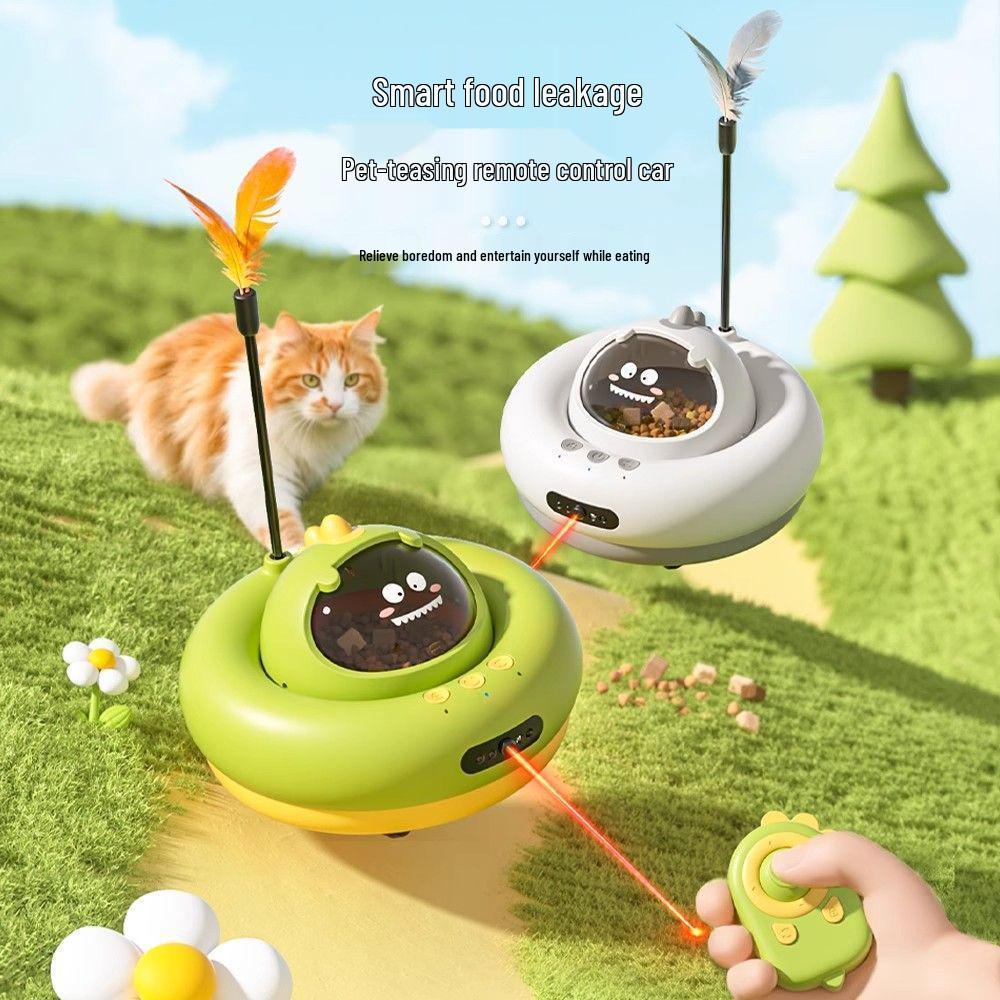 Electric Cat Toy: Automatic Feeder & Laser Teaser for Self-Entertainment and Stress Relief Standard-Gray [Automatic Feeding 30s/Laser Teaser]