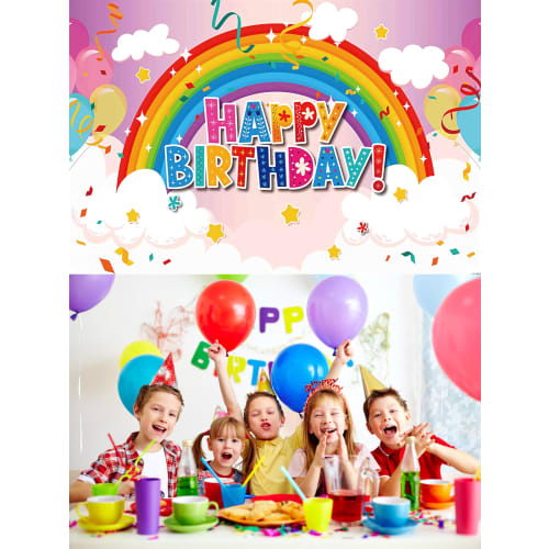 Rainbow Birthday Tapestry, Birthday Decoration Tapestry, Stylish Rainbow Birthday Wall Hanging Photo Backdrop, Rainbow Happy Birthday Party Photo Post