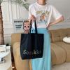 Canvas Bag Summer Embroidery Letters Large Capacity Tote Student Bag Class Bag Portable
