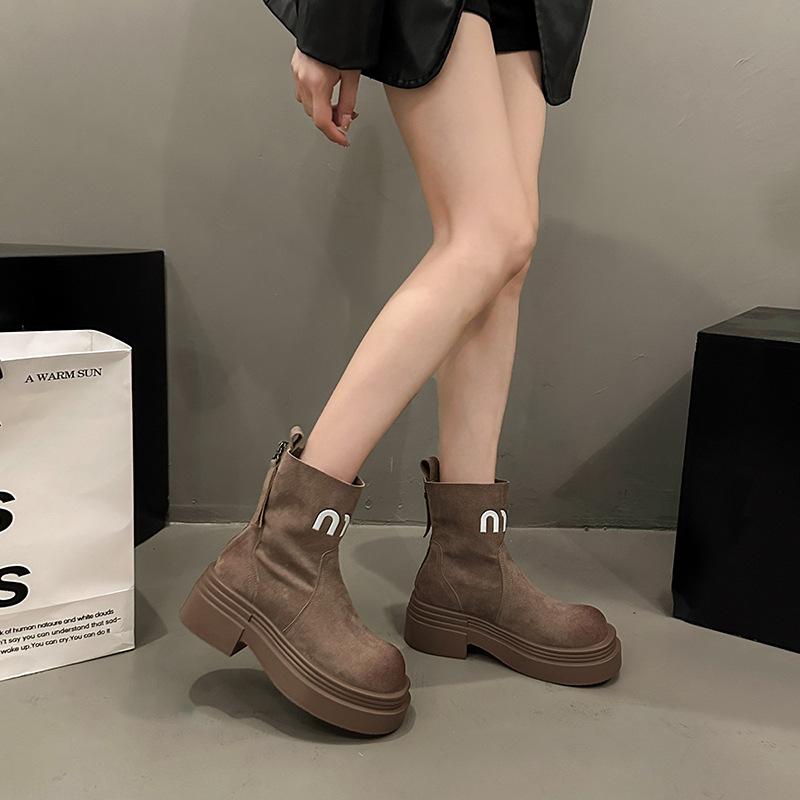 Niche thin letter Martin boots women's 2025 autumn new thick-soled heightening British style thin boots