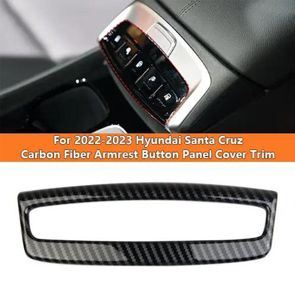 Car Carbon Fiber Armrest Button Panel Cover Trim For Hyundai Tucson 2022 2023 1x