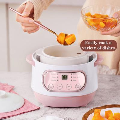 1L Large Capacity Mini Slow Cooker Anti-Dry Burn Easy Operation Electric Smart Ceramic