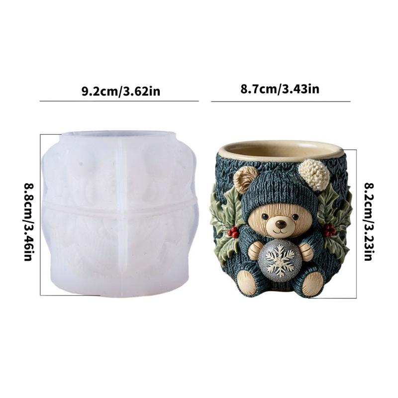 Flexible Silicone Bear Planter Mold Smooth Surfaces Easy Demolding For Resin Concrete Cement Crafts Decorative Container DIY Art Project