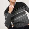 Qipai Men's 7A Antibacterial Striped Wool Blend Pullover Sweater