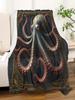 Gothic Octopus Mechanical Arts Throw Blanket Spooky Design for Couch Bed Car Home Camping AllSeason Use