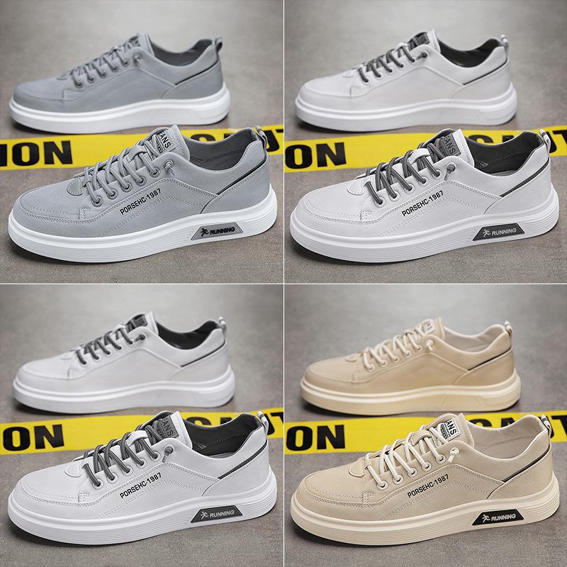 Simple Solid-Color Canvas Shoes, Student Little White Shoes, Daily Breathable One-Pedal Lace-Up-Free Sports Board Shoes, Men'S Shoes