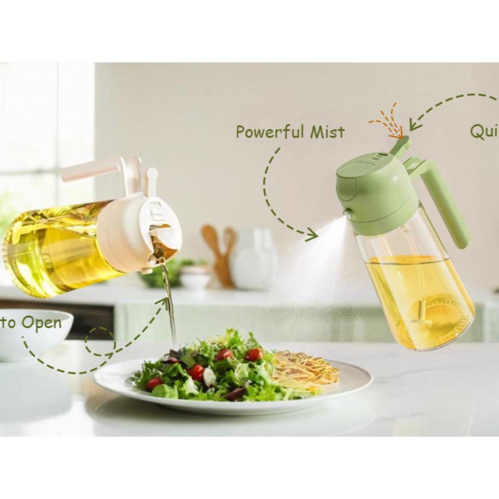 Dispenser Bottle for Kitchen 2 in 1 Olive Oil Dispenser and Oil Sprayer - 470ml Olive Oil Bottle - Oil Sprayer  Cooking Kitchen Salad, Barbecue Black