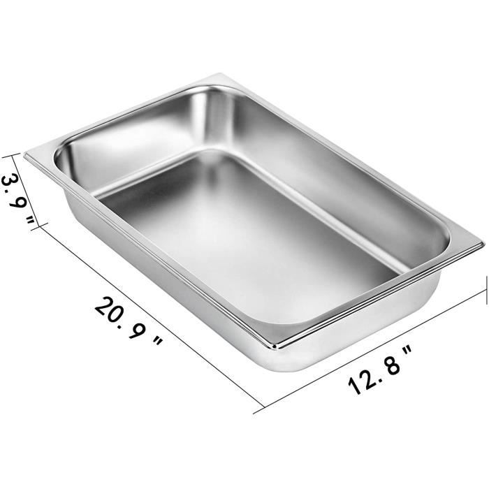 VEVOR Bac INOX Alimentaire Lot De 4 Plats À Four En Acier Inoxydable 13L Épaisseur 0,8mm Bac Poli Rectangulaire Effet Miroir Aliment