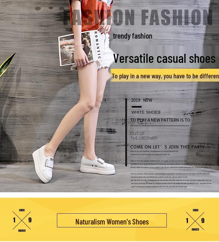Women's 2025 Spring/Summer White Slip-On Hidden Heel Sneakers: Korean Style Casual Loafers