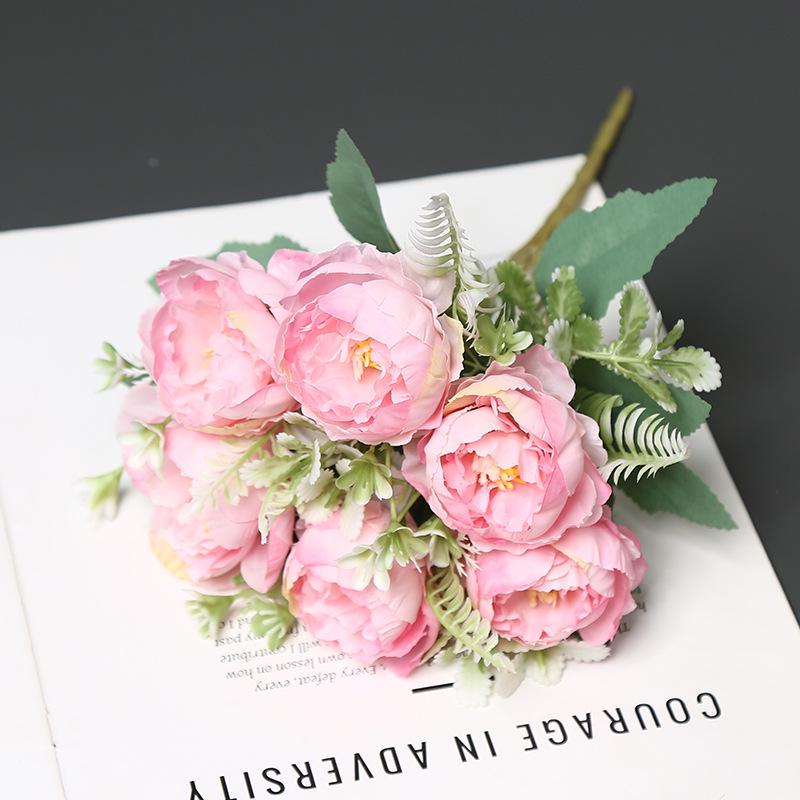 Elegant 6-Head Peony Silk Artificial Flowers for Home Decor and Photography