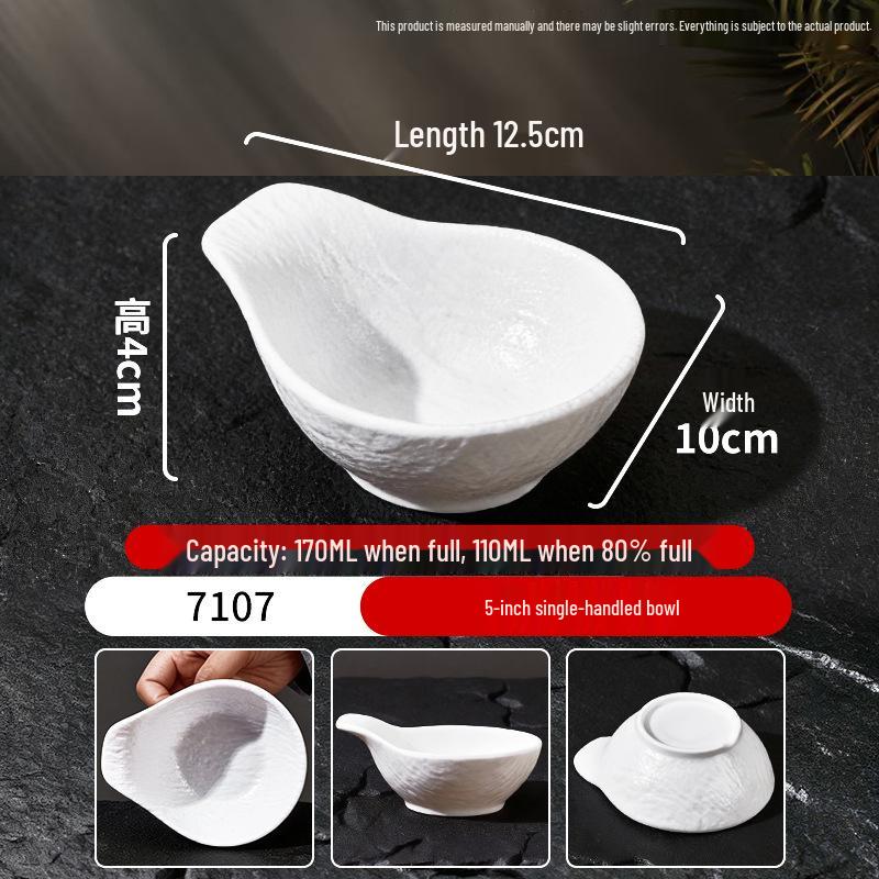 Melamine Porcelain-Style Rice Bowl & Dipping Sauce Dish Set