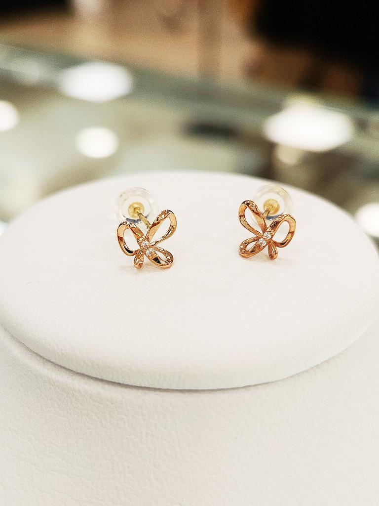 LLOYD Ribbon Butterfly 14K Earrings LPFP3014G
