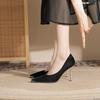 Nai Pai French single shoes black pointed high heels women's stiletto spring 2025 new professional metal decoration