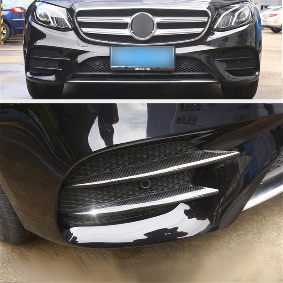 4pcs Carbon Fiber Fog Light Grille Cover Trim For Mercedes W213 E-Class 2016-2020