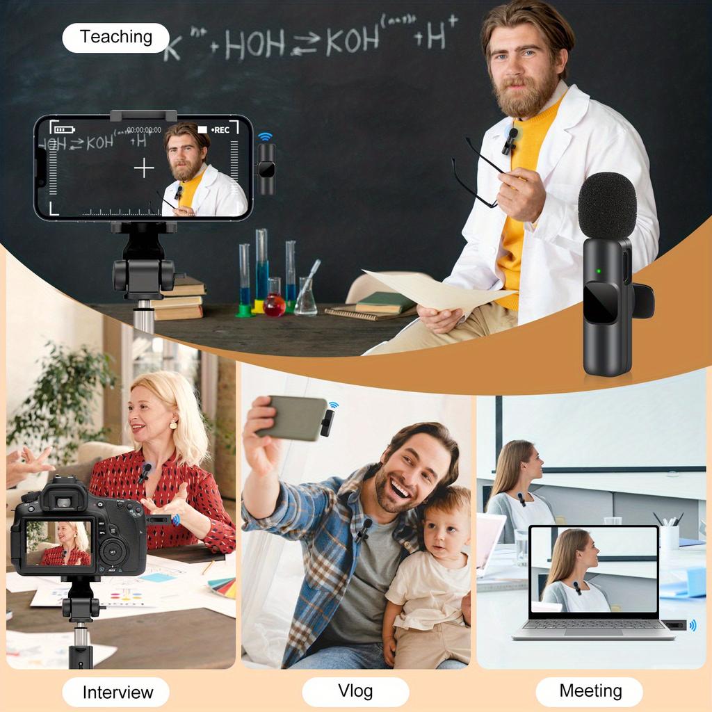 K9 Mini Lavalier Mikrofonas Nešiojamas garso ir vaizdo įrašymo Mini Lapel Mic belaidis mikrofonas, skirtas IPhone TypeC ipad žaidimų telefonui