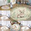 Rabbit Round Carpet Cartoon Rabbit Flower Printed Rug Living Room Bedroom Dressing Table Mat Home Decoration