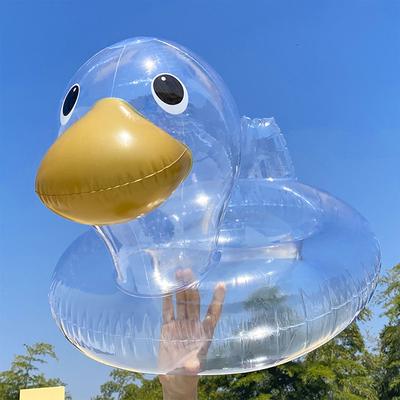 Niedlicher transparenter Baby-Schwimmring mit Ente, aufblasbar, für Kinder, Bad, Schwimmkreis, schwimmender Babysitz für Wasserparty, Strand, Pool-Spielzeug