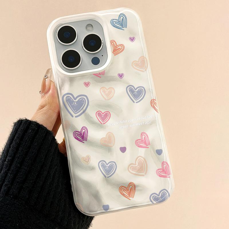 Liebesherz-Muster Handyhülle Für IPhone 17 16 15 14 13 Pro Max 11 12 Pro Plus Schutzhülle INS Mode Funda Farbe Süßigkeiten Schale