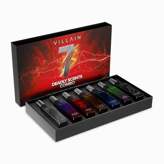 Villain 7 Deadly Scents Probierpackung mit 7 x 8 ml Taschenparfüm für Männer Premiumparfüms für Männer Eau de Parfum Würzig, Holzig, Aquatisch, Oud