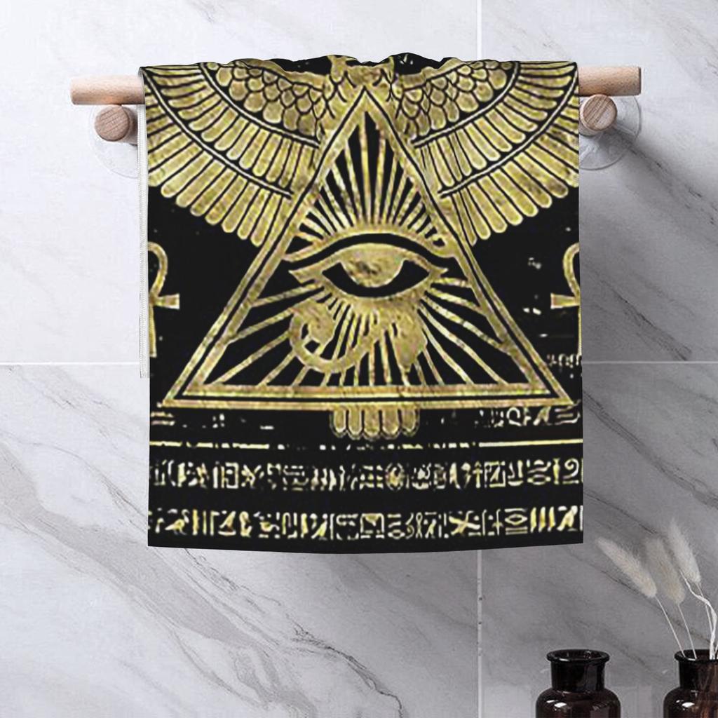 Egyptian Eye of Horus Wadjet Gold and Black Soft Face Towel Quick Dry Pool Bath Cotton Towels Absorbent Quick