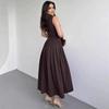 Summer Asymmetrical Neck Short Sleeve Ruched Dress for Women