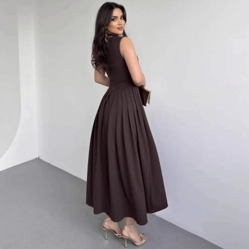 Summer Asymmetrical Neck Short Sleeve Ruched Dress for Women
