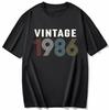 cotton  100% Men's And Women's Birthday Short Sleeve T-Shirt Digital Print 1960-1999 Pattern Congratulating Letter Tee Birthday