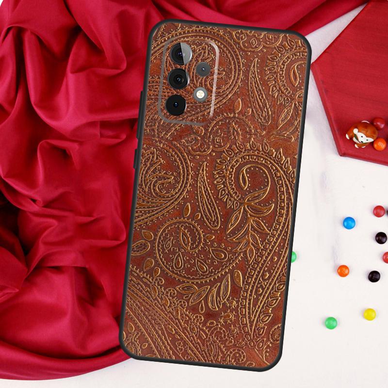 Braunes geprägtes Leder Muster für Samsung Galaxy A15 A55 A53 A33 A35 A22 A32 A52 A54 A34 A14 A56 A36 A26 A16 A05 A06 Hülle