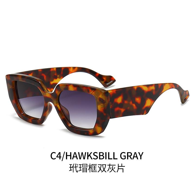 European and American style large square contrasting sunglasses women's round face thin fashion sunshade sunglasses men's trendy olive green glasses