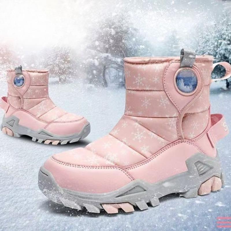 Children's Snow Boots with Thick Waterproof Design, Boys' Anti-slip Cotton Shoes, Girls' Cotton Boots