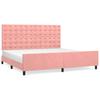 Pink Velvet Bed Frame with Headboard 200x200 cm