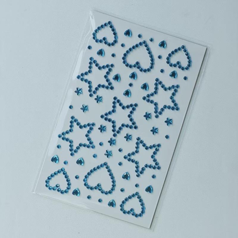 Beautiful Shiny Crystal Rhinestones Pearl Star 3D Stickers Scrapbook Phone Case DIY Decorations Dance Show Makeup Face Stickers