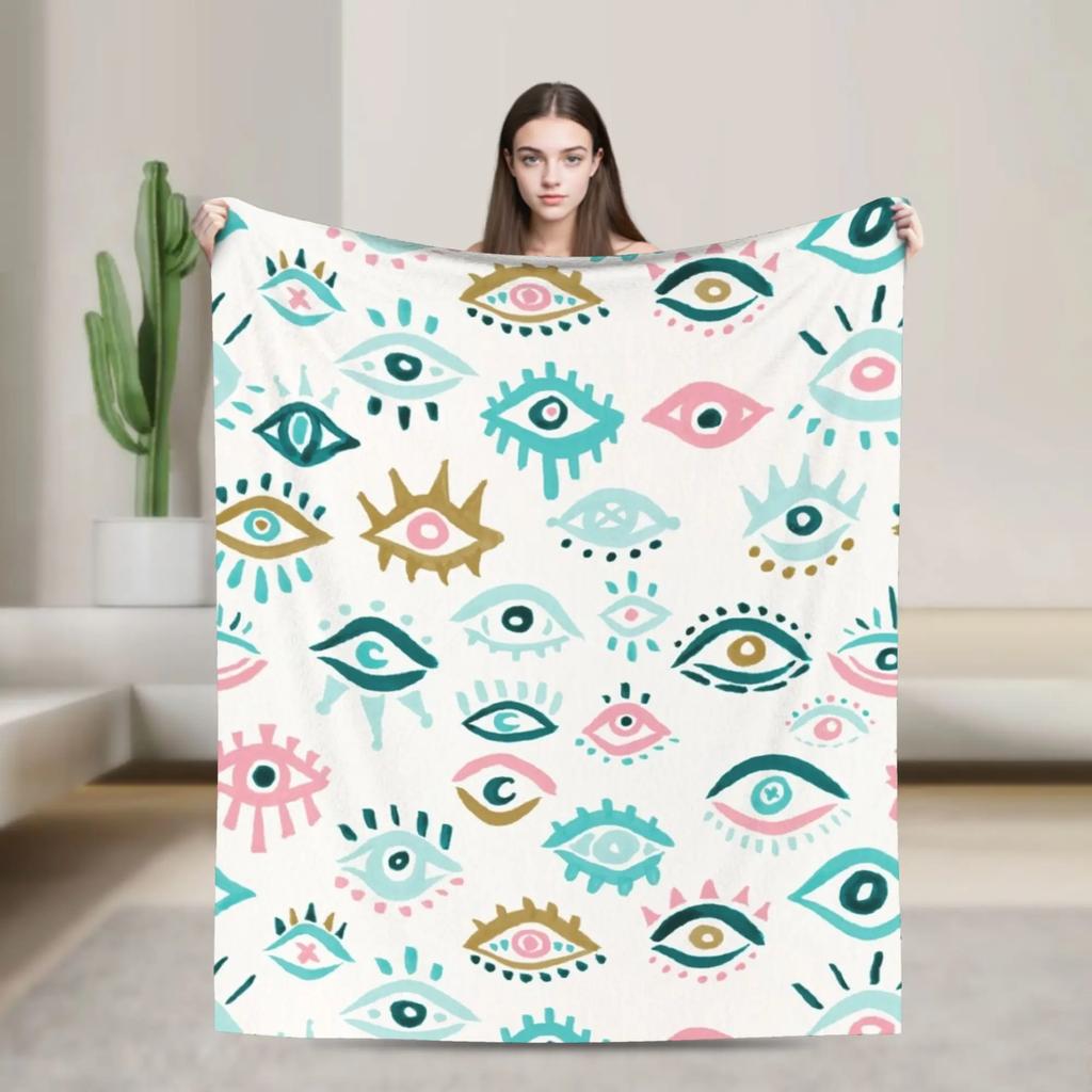 Beauty Eyelash Blanket Cartoon Fuzzy Vintage Warm Throw Blankets for Home Restaurant Decoration