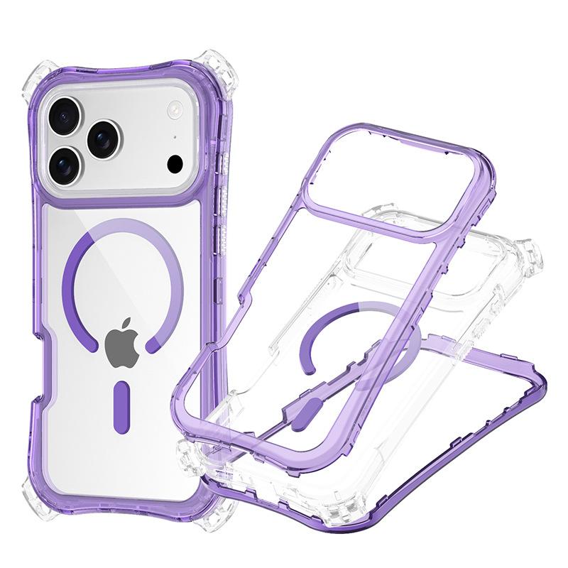 

For IP17PROMAX Three-in-one Transparent Magnetic Mobile Phone Case Small Four-corner Lanyard for Apple 17 Mobile Phone Case For iPhone 16 Pro Max 6.9
