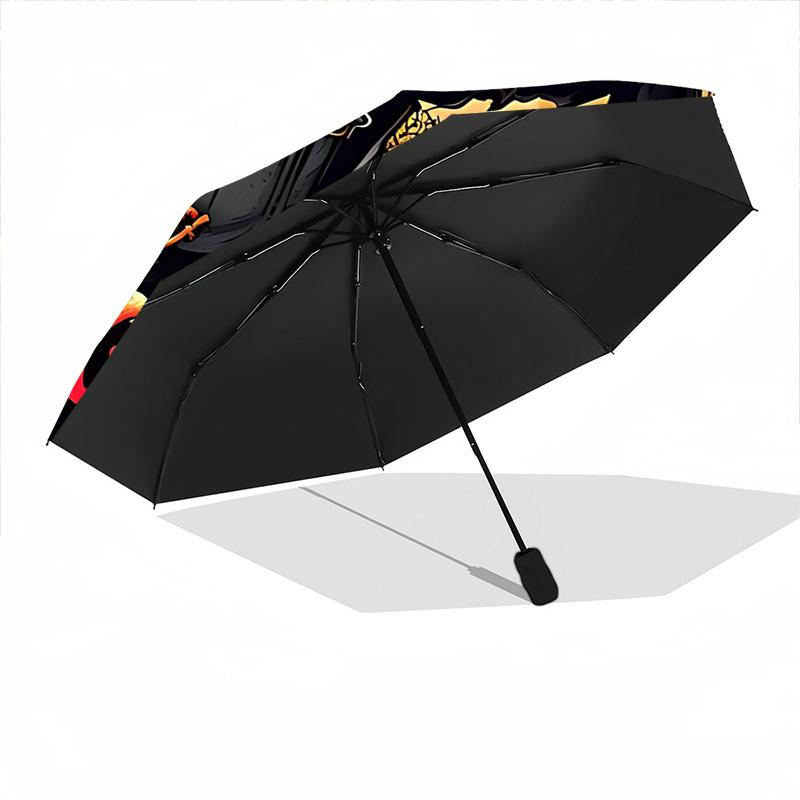 1pc Halloween Horror Pumpkin Patch Automatic Folding Umbrella, Lightweight Retractable Compact Travel Umbrella, 8-Rib Sturdy Frame082
