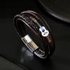 Multi Layer Minimalist Woven Men's Leather Bracelet European American New Magnetic Buckle Imitation Cowhide