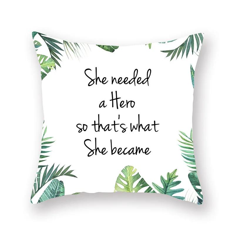 Polyester Decorative Throw Pillows Case Tropical Green Plants Palm Sofa Cushion Cover For Home Living Room Decoration
