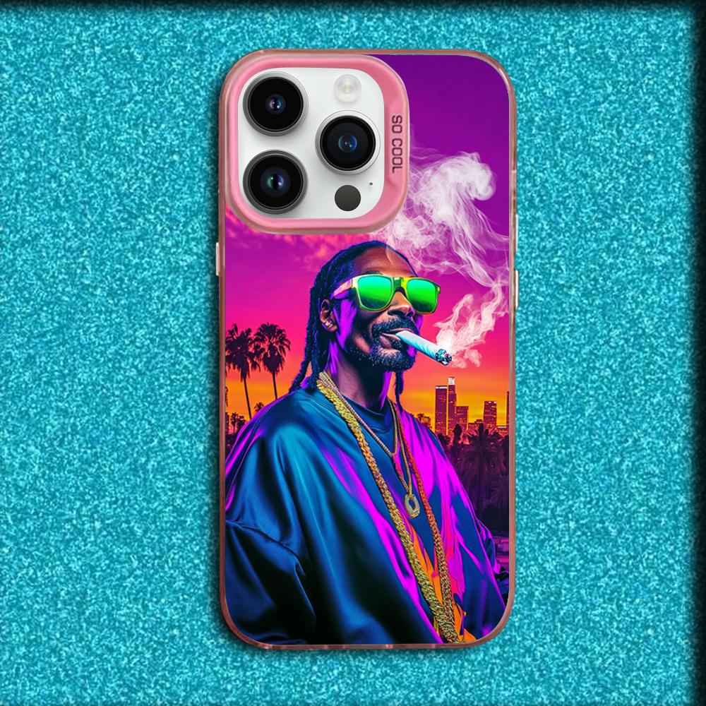 Rapper S-Snoop Dogg Phone Case For iPhone 16,15,14,13,12,11,Mini,Pro,MAX Pink Matte Silicone Cover