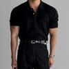 Summer Cotton Patterned Lapel Knit Short-sleeved Men's Slim-fit Stylish Short T-shirt Sleeve