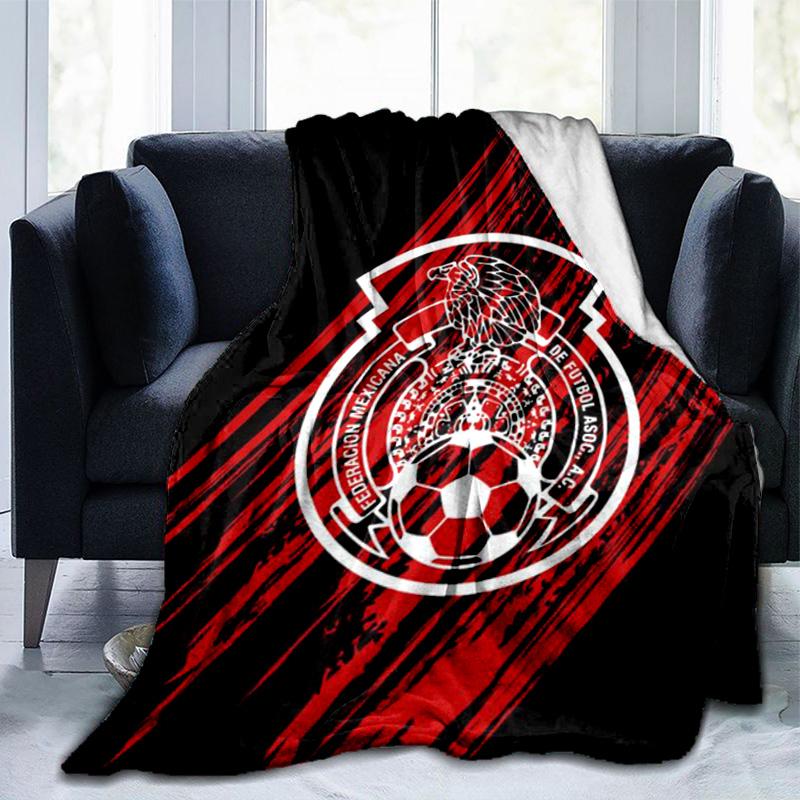 Mexico Football Team Emblem Printed Throws Blanket Soft Flannel Blankets for Couch Bed Gifts for Men Women Picnic Blanket Christmas Gifts