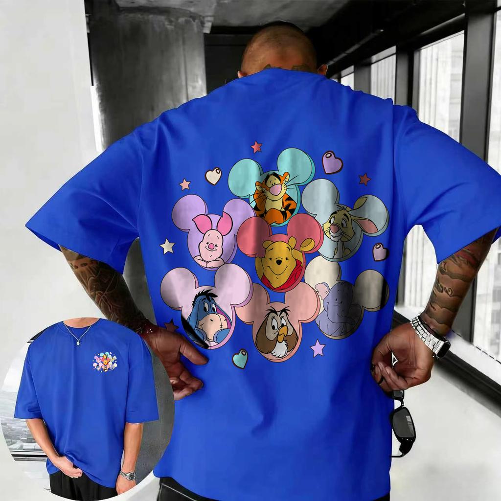 2026 Summer Disney Cute Winnie The Pooh Printed Tshirt Fashion 100 Cotton Short Sleeve Casual Loose Breathable Top Unisex