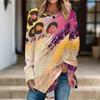 Women Long Sleeve Tunic Top Print Crew Neck Loose Fit Blouse With Pockets Casual Daily Wear Ladies Tops
