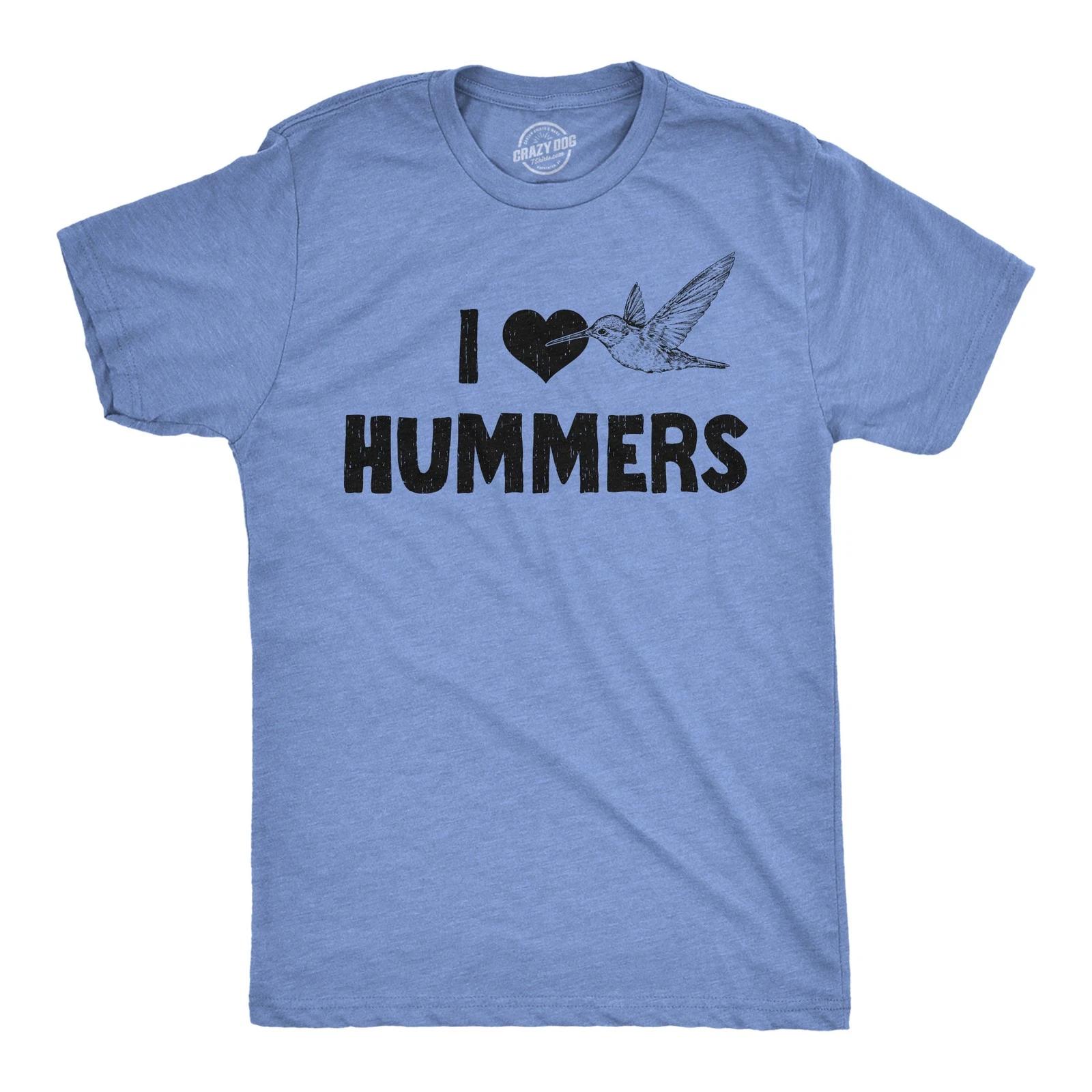 Mens Funny T Shirts I Heart Hummers Sarcastic Humming Bird Graphic Tee for Men XXXXL