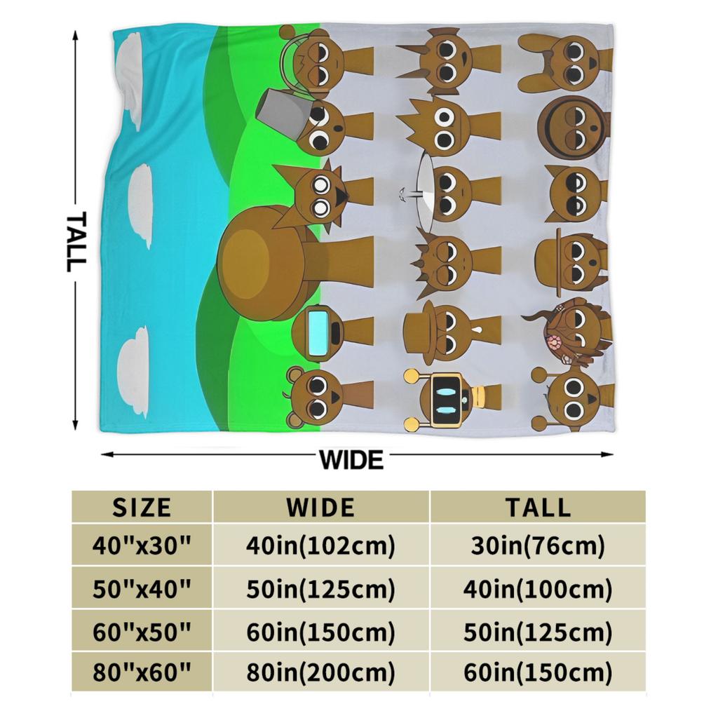 Warm Blanket Travel Office Sprunki Game Cartoon Throw Blanket Flannel Bedspread For Couch Chair Sofa Bed Sofa Bed Cover