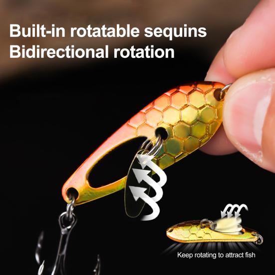 4CM/5G Spinner Blade Lure with Hook Double-sided Reflective Hard Metal Spoon Spinnerbait Rotating Sequin Lure Saltwater Freshwater Walleye Bass
