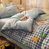 A-Grade Cartoon Cotton Bedding Set for Students - 4-Piece Single Dorm Set with Bed Sheet and Duvet Cover