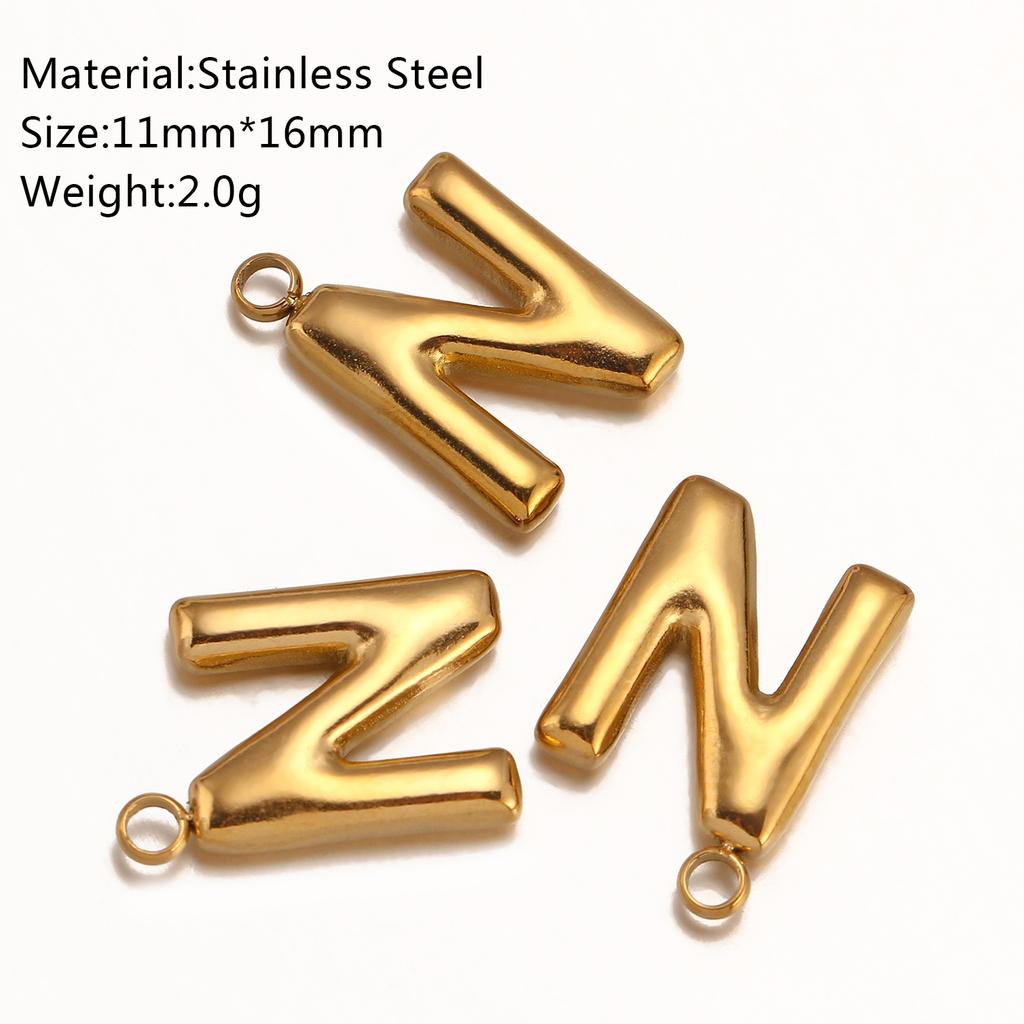 3Pcs Initial Charms 3D Stainless Steel English Letter Pendant 18K Gold Color PVD Plated Bubble Alphabet Charm DIY Jewelry Making
