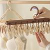 Foldable Clothes Hanger with Clips Rotatable Windproof Underwear Drying Rack Space Saving Socks Hanger Hook Household